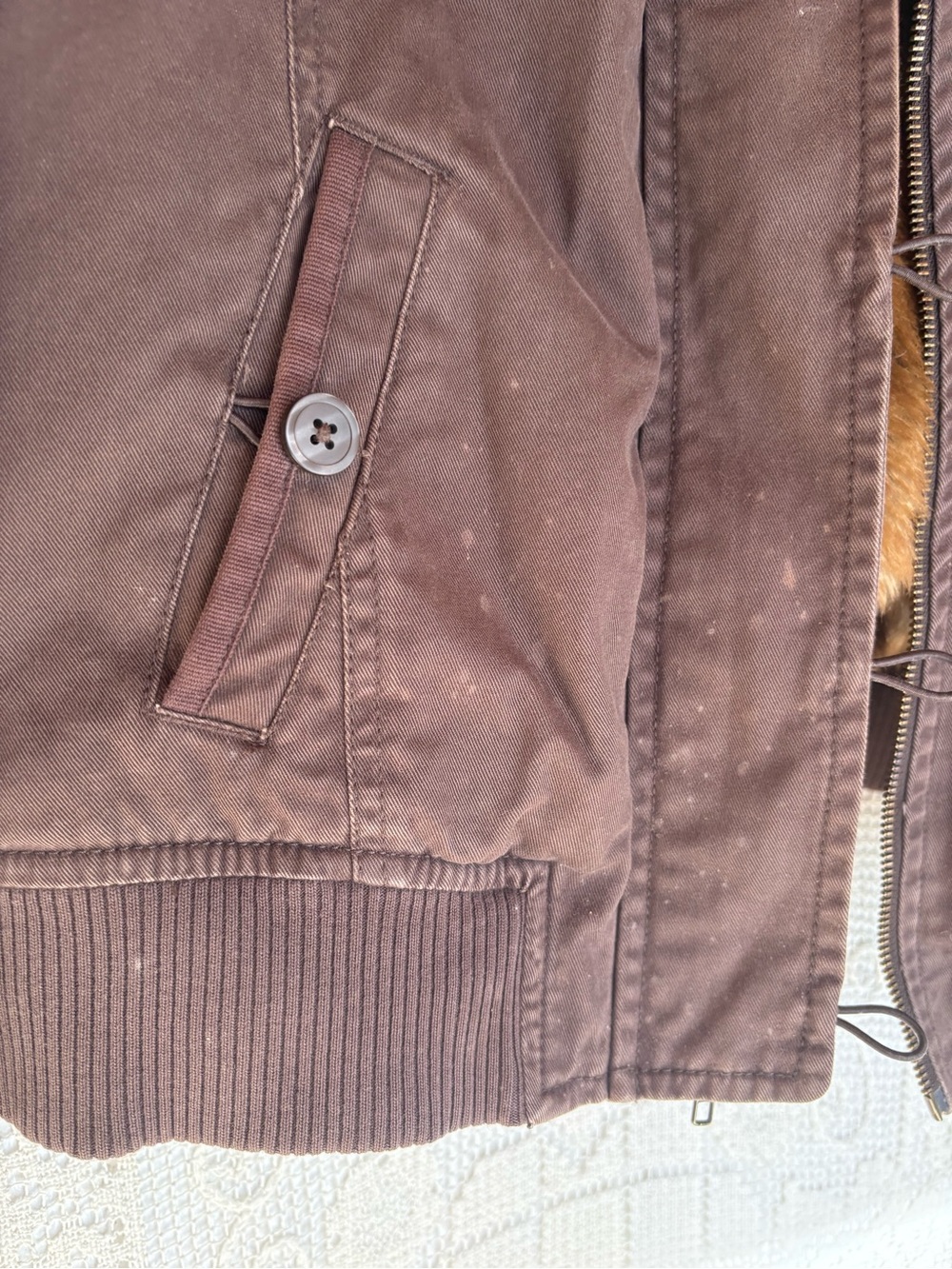 Y2K Brown Faux-Fur Lined Hooded Jacket Old Navy Large fits smaller - Picture 3 of 16